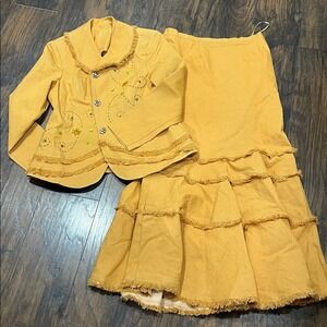 Y2K Denim Rhinestone Fringe Maxi Skirt Set 14